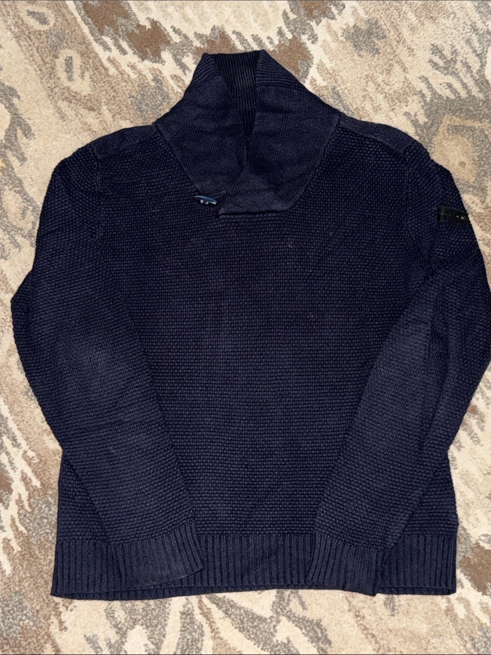 Ben Sherman Navy Textured Cowl Neck Toggle Sweater M